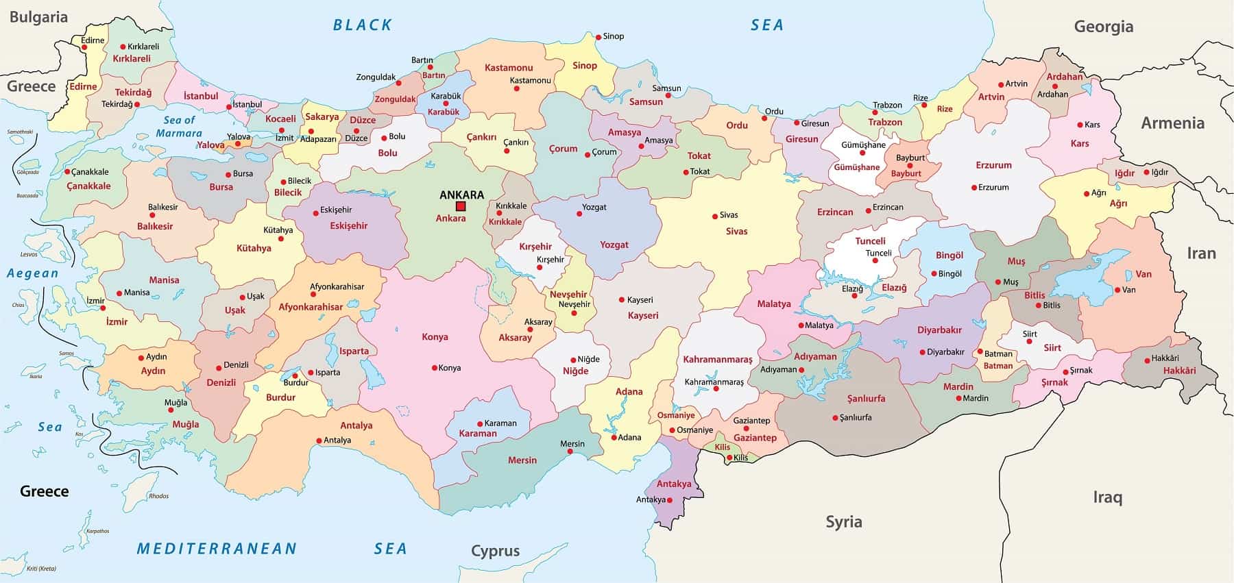 Mapa da Turquia